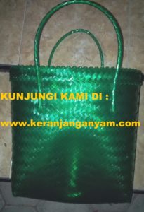 Tas Keranjang Anyaman Warna Hijau Bening