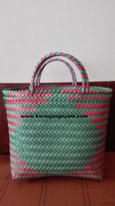 Keranjang Pasar Warna Hijau Lurik