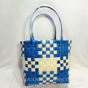 Tas Anyaman Bahan Tebal Motif Kotak Kotak